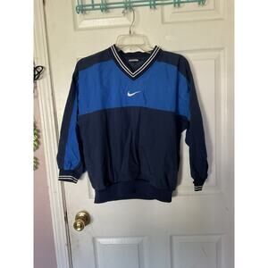Vintage Nike Windbreaker Jacket Kids Medium 10-12 Blue Nike Spring Varsity Style